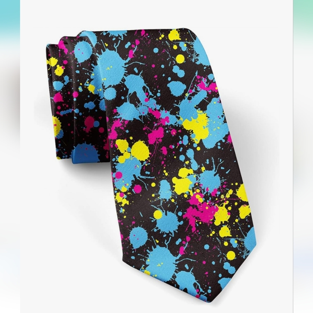 Neon Splatter Pattern Tie - Picture 2 of 4
